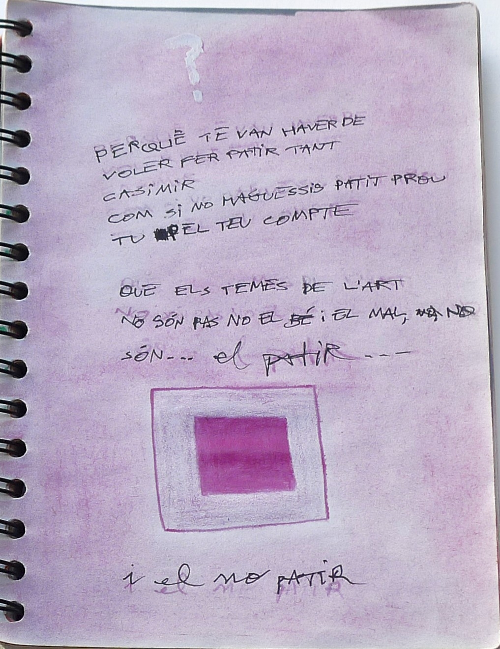 QUADRO ROSA EN FONDO ROSA (pàg.51, «T'hi sé», Enric Casasses)